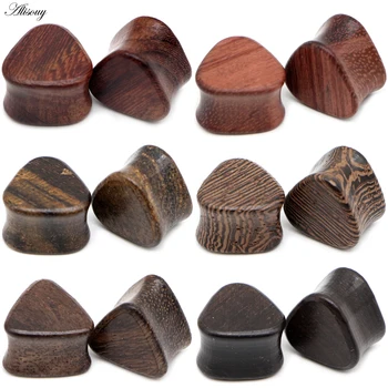 

Alisouy 2pcs Triangel Wooden Ear Plugs Gauges Flesh Tunnels 8mm-25mm Unisex Wood Double Flared Ear Expander Punk Body Jewelry