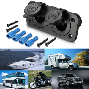 

12V-24V Car Double Socket Plug Cigarette Lighter Socket Splitter Charger USB Power Adapter Charger With Car Cigarette Light