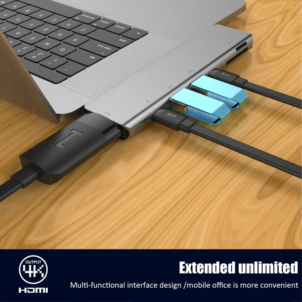 Тип-C концентратор Hdmi разъемом спецификации Usb type-C линия считыватель 7-в-1 док-станция для Macbook Pro компьютер внешние аксессуары