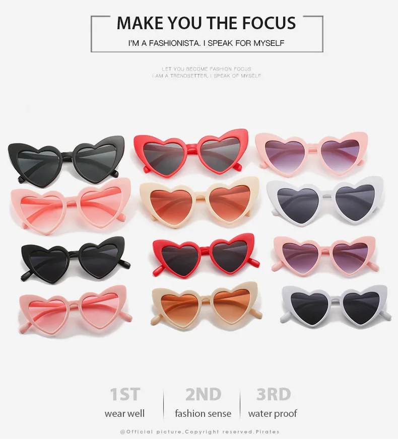 Fashion Heart Shaped Sunglasses Parent-Child Matching Outfits Love Sun Glasses Street Shooting Eyewear Women Girls Baby UV400 big sunglasses