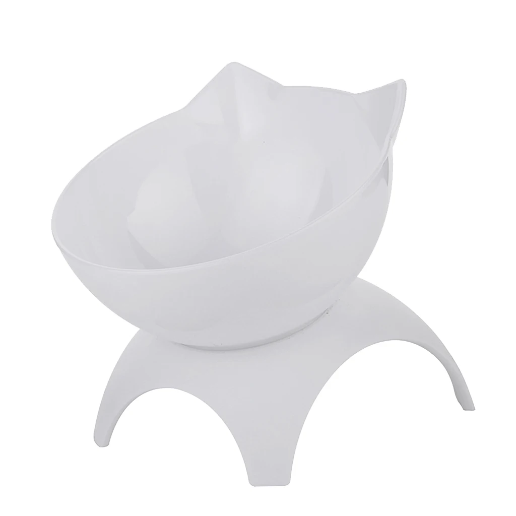 Cute Cat Dog Elevated Bowls 15° Tilted Raised Food Container With Stand Single Bowls Black White
