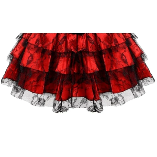 Women Sexy Mini Tutu Skirt Multilayer Mesh/Tulle/Lace/Floral Decoration Mini Pleated Skirts Fashion Dance Skirt Plus Size S-6XL 7006red