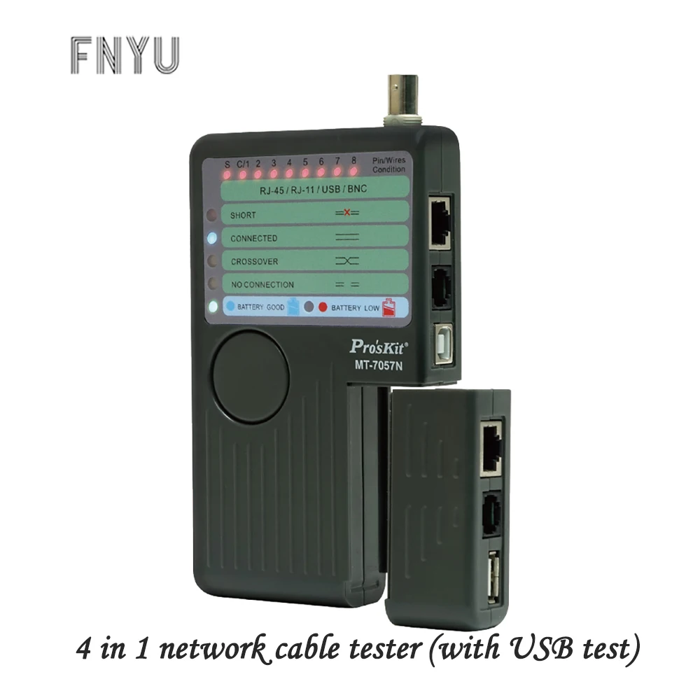 

Pro'skit MT-7057N 4-in-1 network cable tester BNC USB test line telephone line detection Circuit Breaker short circuit finder
