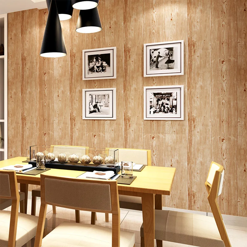 

Vertical Grain Pvc Waterproof Thickened Wood Striped Wood Panel Wallpaper For Bedroom Living Room Wall Papers Home Decor Roll 3d