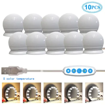 

New Five Color Temperature Makeup Mirror Light Bulb LED String light Bathroom Lamp Fill in the light Kits Vanity Mirror Light