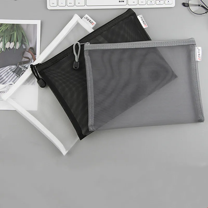 A4A5A6 exam paper bag pen bag transparent mesh zipper student office simple large capacity paper bag