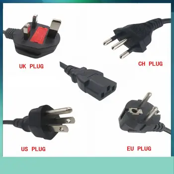 

1 piece best price Universal 3-pin Power cable 1.2m plug UK / EU / US / AU plug for desktop printers monitors