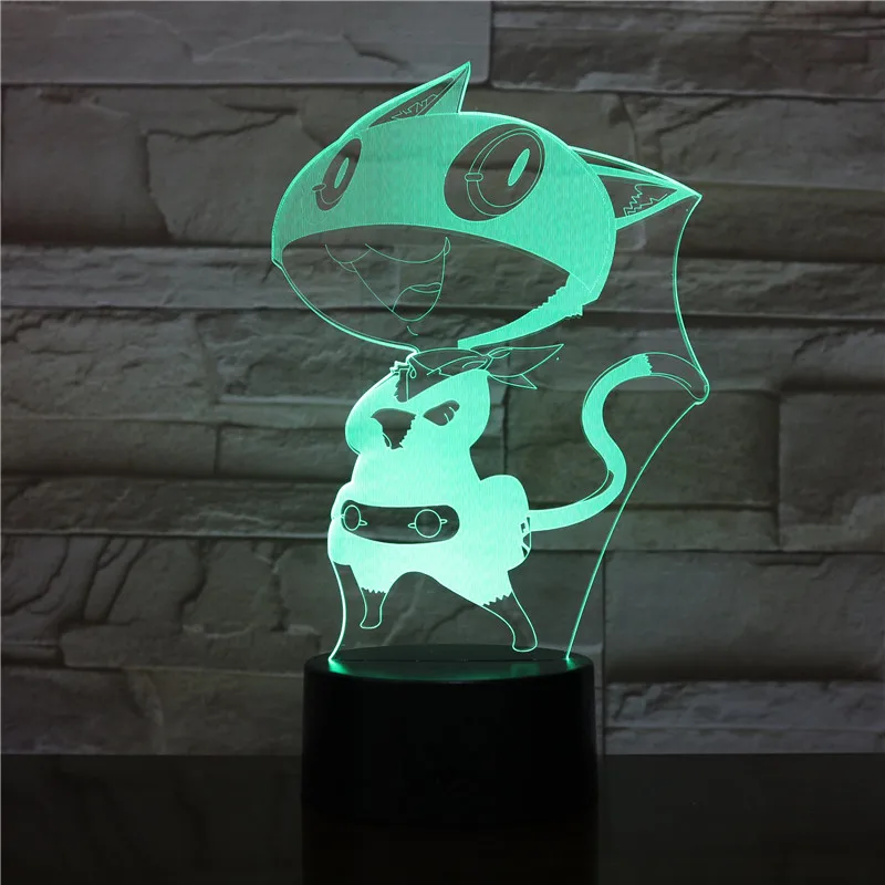 Мультяшный 3D крутой светодиодный ночник для мальчиков Morgana Game Persona акриловый Usb RGB