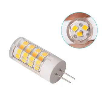 

100pcs 5W G4 GY6.35 bi-pin Led Candle Bulb 2835 51SMD LED Energy Saving Lamp Ceramic Corn Light Bulb AC DC12V Warm White White