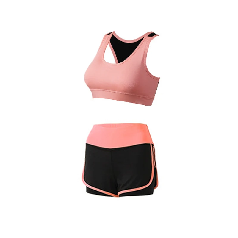 5PC Yoga Set Sports Wear For Women Gym Clothing Fitness Leggings Bra Women's Sports Suits Workout Outfit Running Clothes Set - Цвет: Orange-2pcs