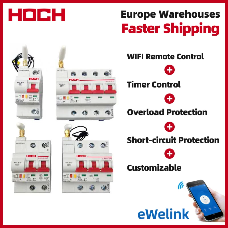 HOCH ZJSB9 WIFI Circuit Breaker Timer Fernbedienung Ewelink APP Smart Automatische Intelligente Interruptor WIFI Schalter FABRIK