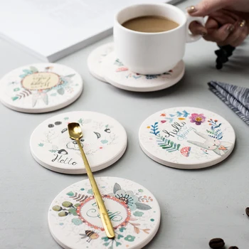 

Nordic Style Cartoon Cup Mat Cork Coasters Heat Insulation Coasters Pad Round Placemats For Home Restaurant Cafe