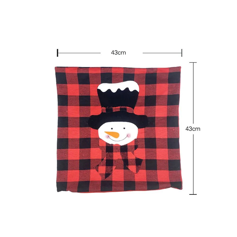 Christmas Throw Pillow Covers Red Buffalo Plaid Cushion with Santa Snowman Reindeer Pattern | Дом и сад