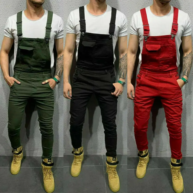 Mens Denim Jeans Overalls Dungarees Bib Jumpsuits Pants Playsuit Trousers denim overalls