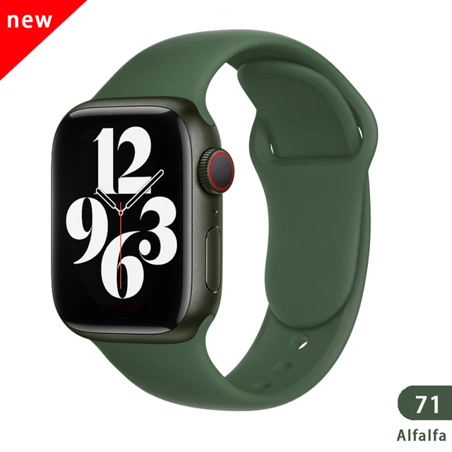Soft Silicone Sport Band for Apple Watch SE 7 Series 44MM 40MM rubber Watchband Strap on smart iWatch 654321 42MM 38MM bracelet Alfalfa