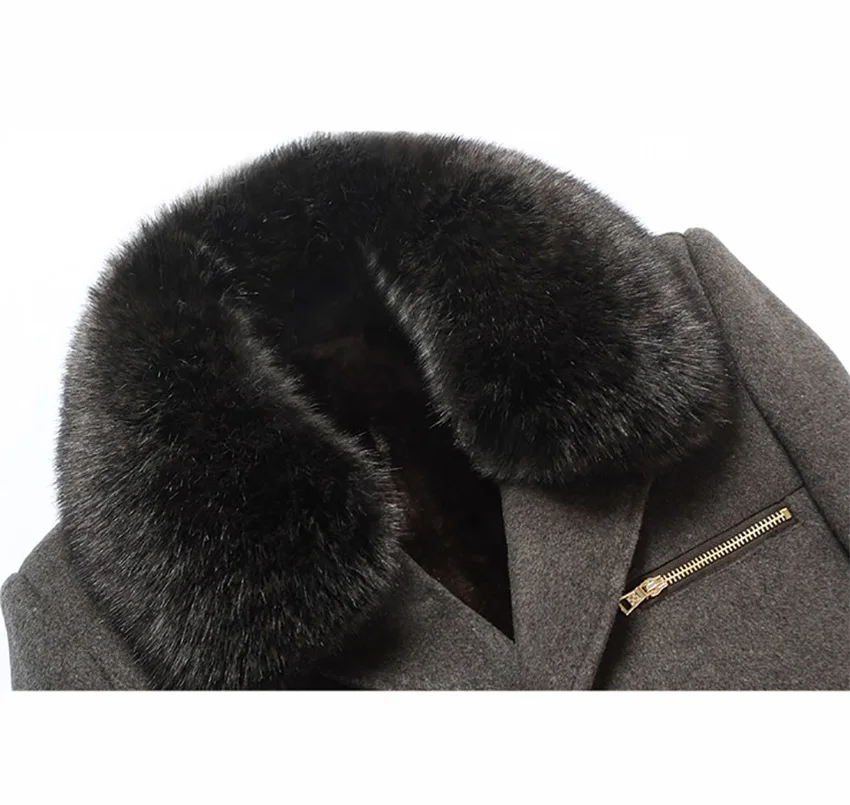 Single Breasted Collars Detachable Long Windbreaker Wool Casual Jacket Winter Men Fashion Fit Wool Jackets Trench Overcoat