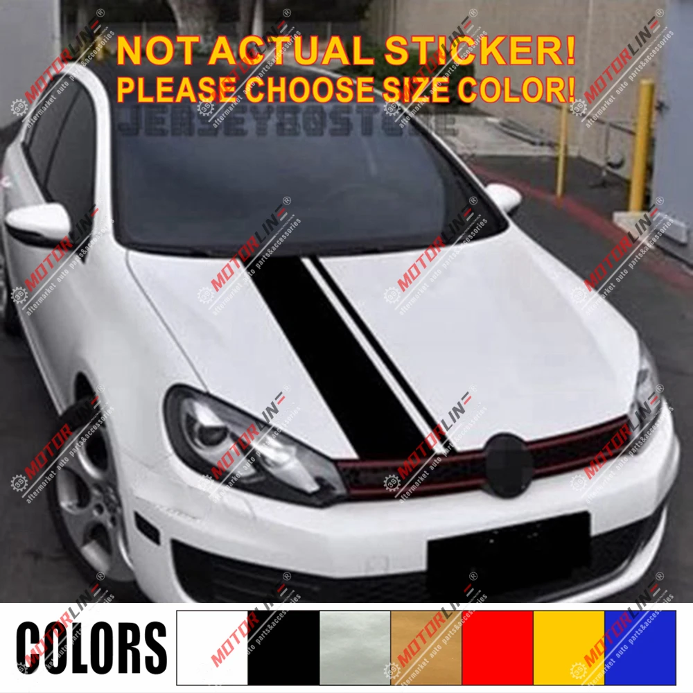

Car Hood Stripes 25cm x 130cm + WRC Sport Racing Decal Sticker pick color