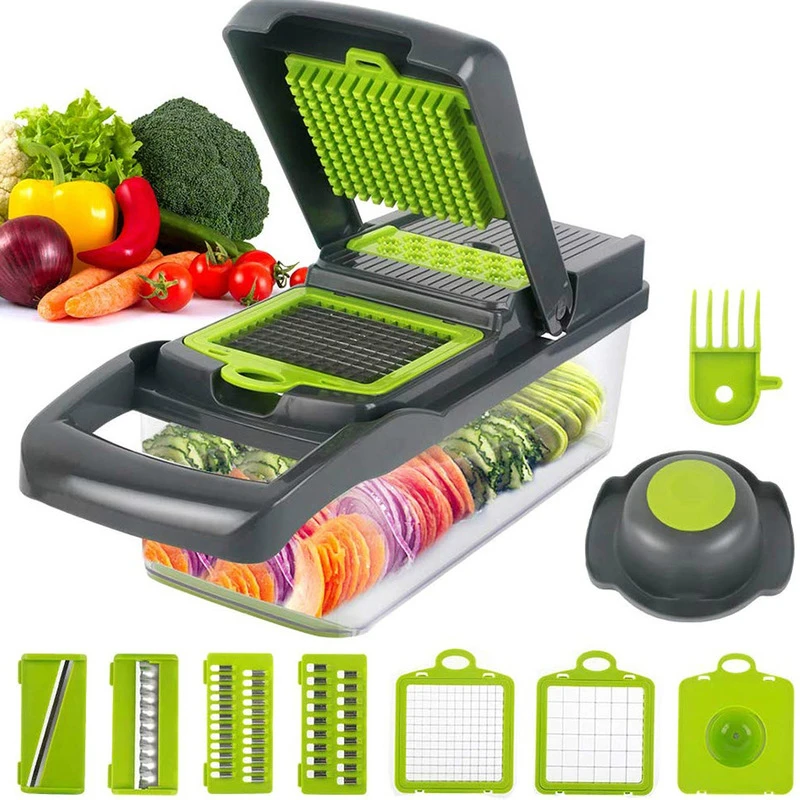 Кухонные принадлежности, многофункциональный нож для овощей, овощерезка, терка, измельчители, сливная корзина, слайсеры, 8 в 1, гаджеты|Шредеры и слайсеры|   | АлиЭкспресс