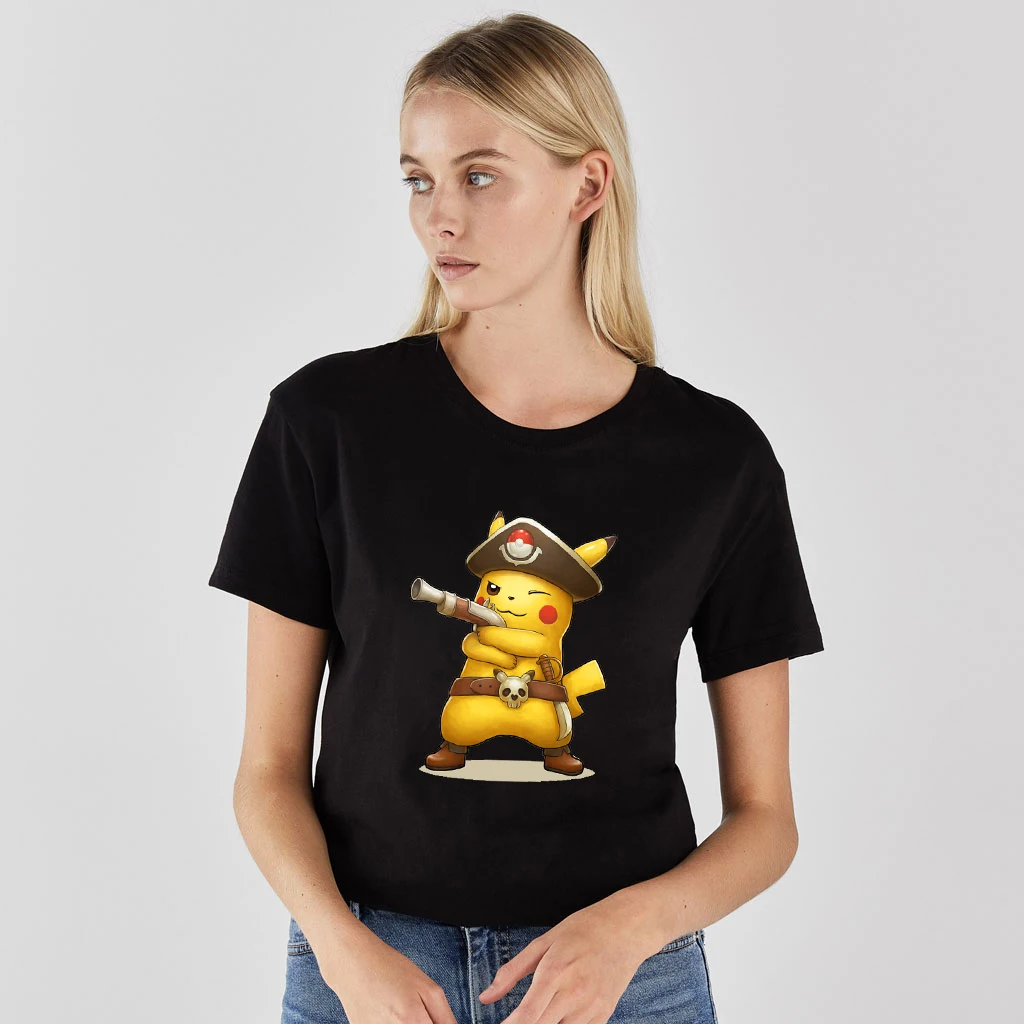 NO COFFEE NO WORKEE рубашки pikachu Pokemon Женская футболка Летняя футболка с рисунком Пикачу питьевой кофе футболки с коротким рукавом топы