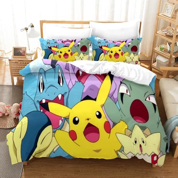 

Cartoon 3D Pokemon Print Bedding Set Duvet Covers Pillowcases One Piece Comforter Bedding Sets Bedclothes Bed Linen 02