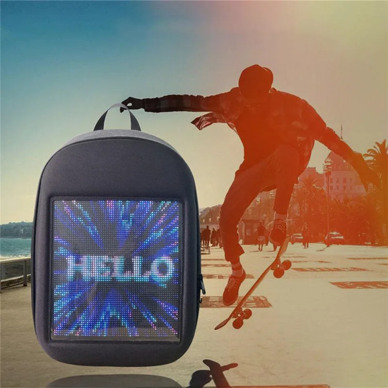 

New LED Display Screen Dynamic Backpack Walking Advertising Light Bag DIY WIFI App Control Light Men Women City Outdoor Backpack