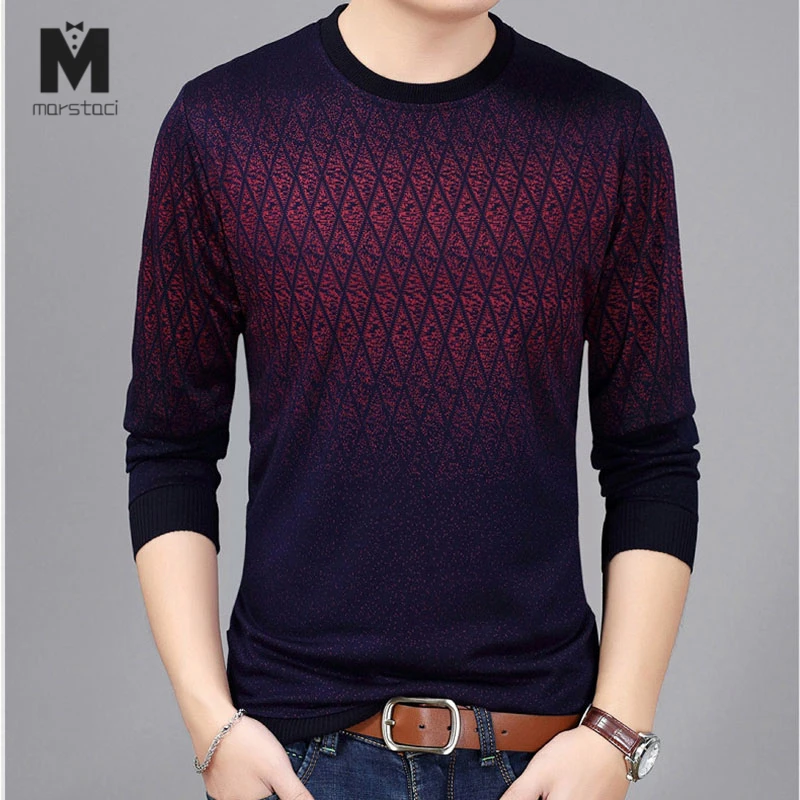 Новинка, популярный Повседневный пуловер Argyle, мужской свитер, рубашка, трикотажная одежда, мужские свитера, модная мужская Трикотажная одежда - Цвет: Красный