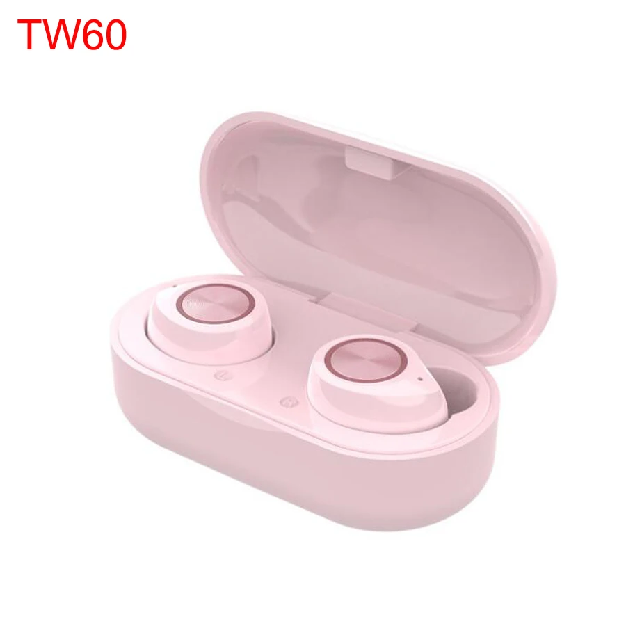 TW60 pink Модные мини беспроводные Bluetooth наушники цвета Макарон TWS 5,0 глубокий бас Bluetooth наушники стерео наушники с микрофоном - Цвет: TW60 pink