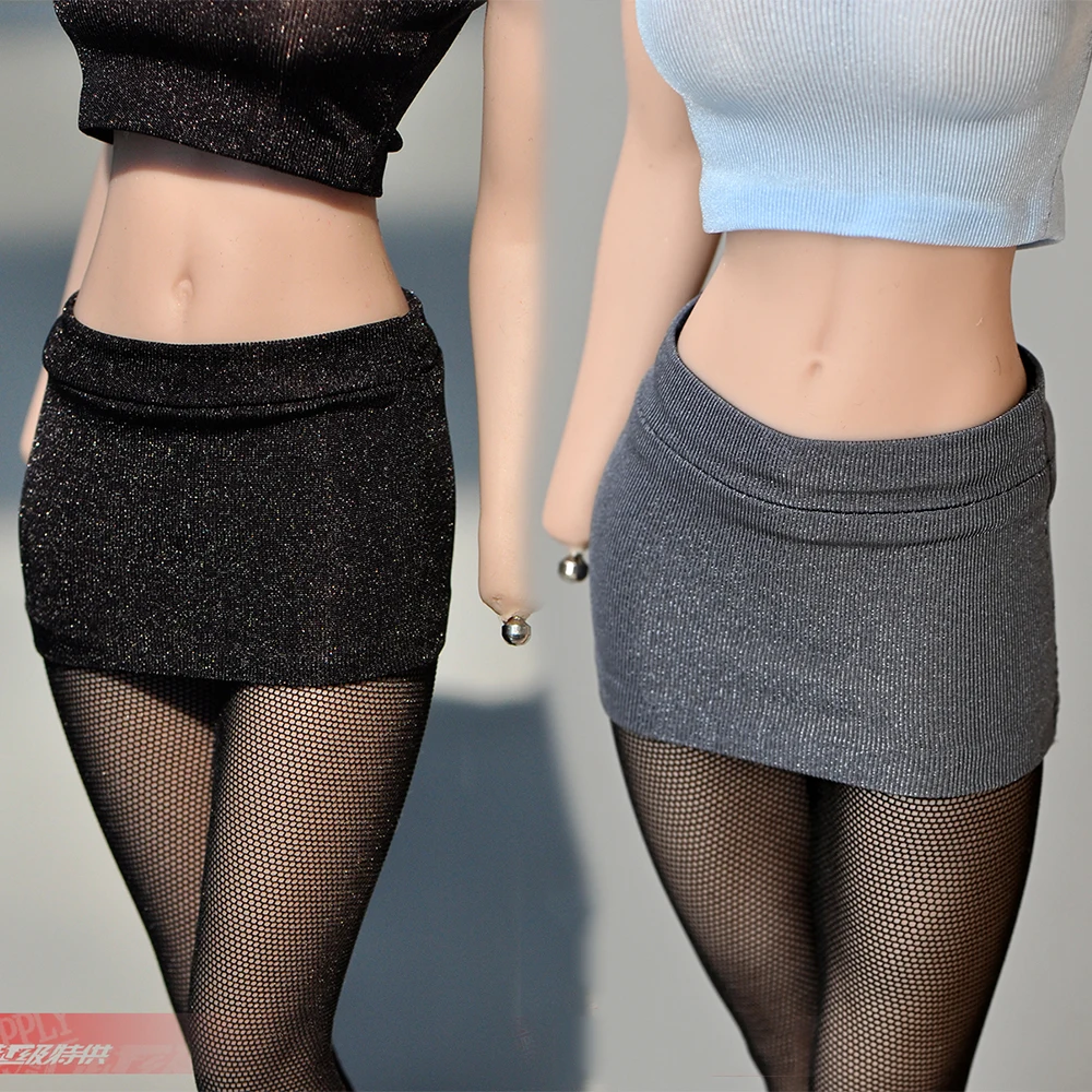 1/6 Female Elastic Skirt Black Tights Short Skirt Clothes F 12'' Doll 