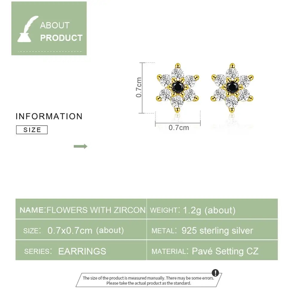 WOSTU Real 925 Sterling Silver Flower Delicate Stud Earrings For Women Wedding Zircon Small Earrings Luxury Jewelry DXE708