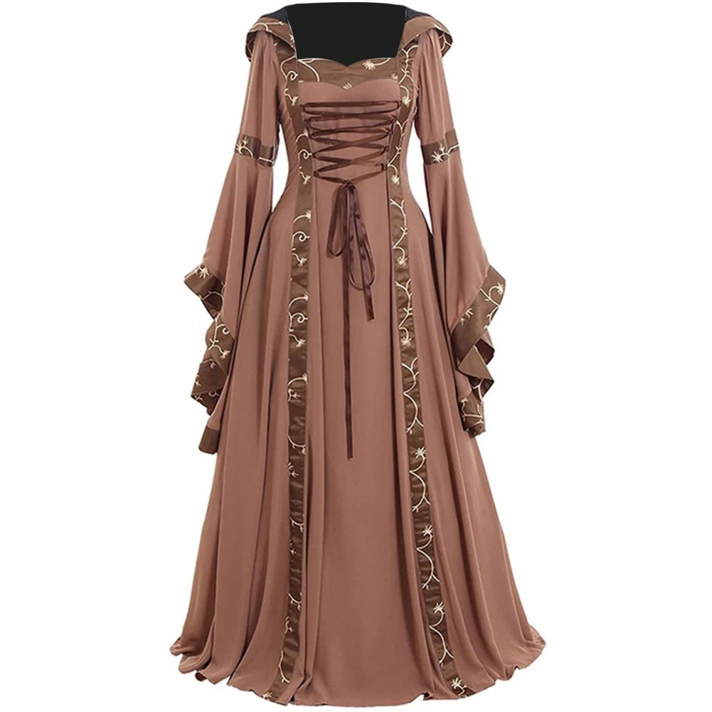 Винтажное кельтское женское платье на шнуровке с длинным рукавом длиной до пола, средневековое платье, костюм на Хэллоуин, женские вечерние платья для косплея, длинное платье