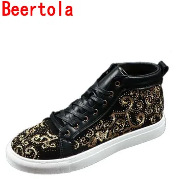 

Luxury Designers Beertola Men's embroidery Masculine 2020 Sneakers Flats Shoes Casual Style High-Top Chaussures Male Two Style