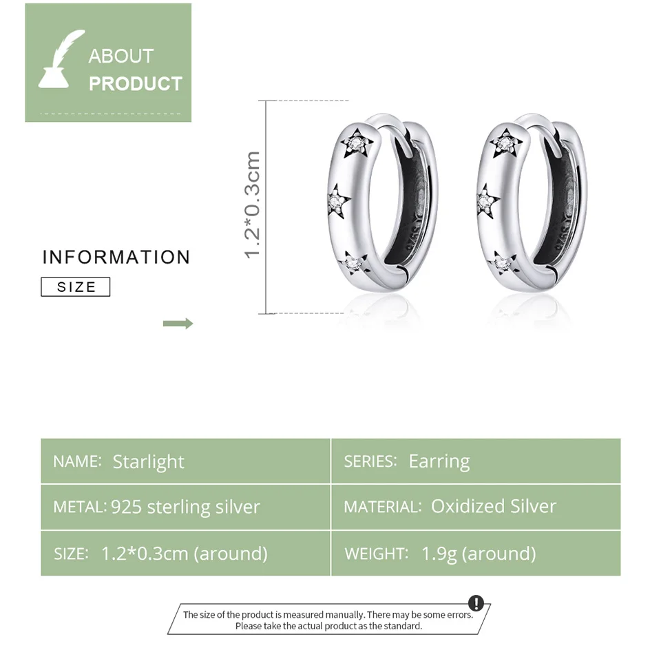 bamoer Silver 925 Jewelry Spraking Star Minimalist Ear Hoops Earrings for Women Sterling Silver Fine Jewelry Pendientes SCE873 - Image 5
