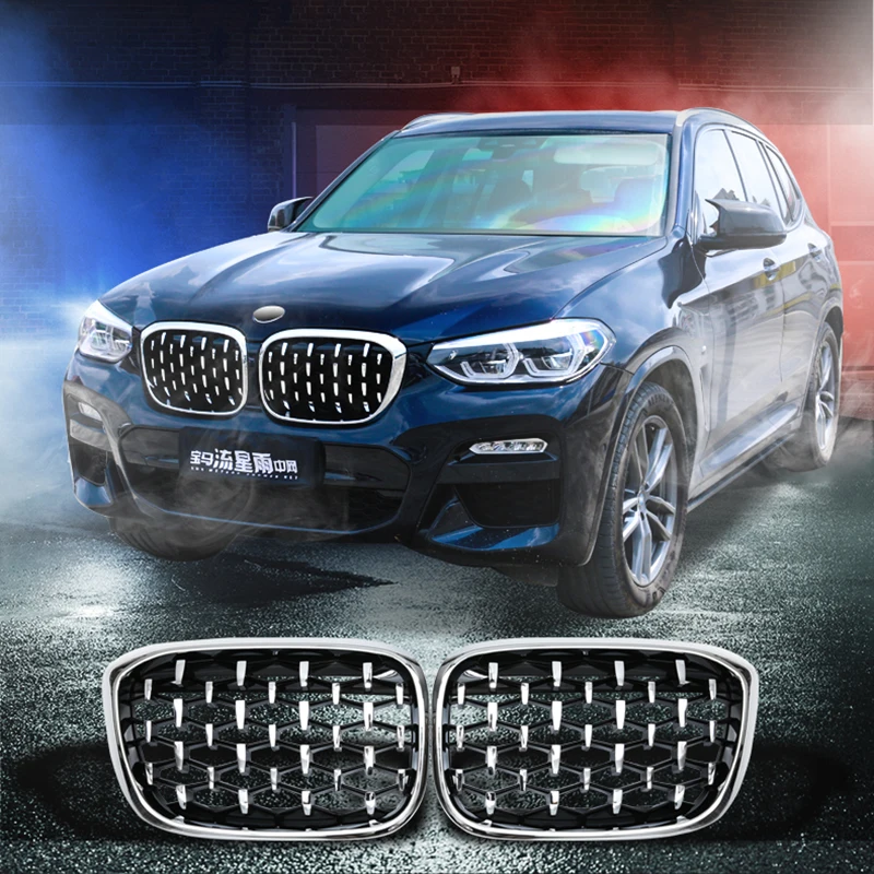 

A Pair Car Front Bumper Kidney Grille Grill Diamond Meteor Style For BMW X3 G01 G08 X4 G02 2017-2020 Auto Accessories