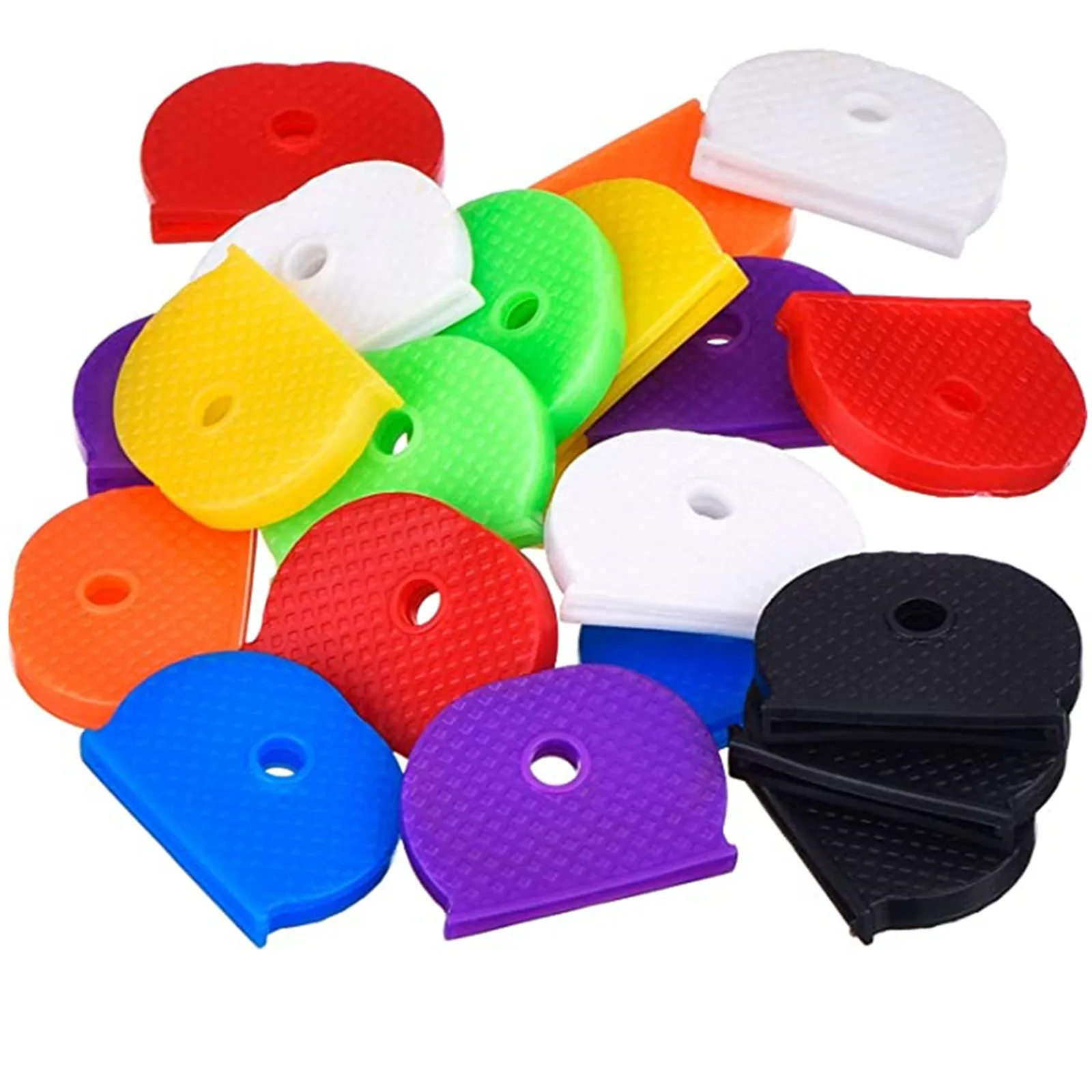 32Pcs Key Cover Colorful Key Top Cap Cover Topper Keyring ID Marker Tags Top Head Tags Caps Covers Keyring Accessories
