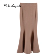 Осенне-зимняя женская офисный женский узкий трикотажная юбка Женская трикотажная эластичная талия высокая талия рыбий хвост юбка Юбки Женская Нижняя