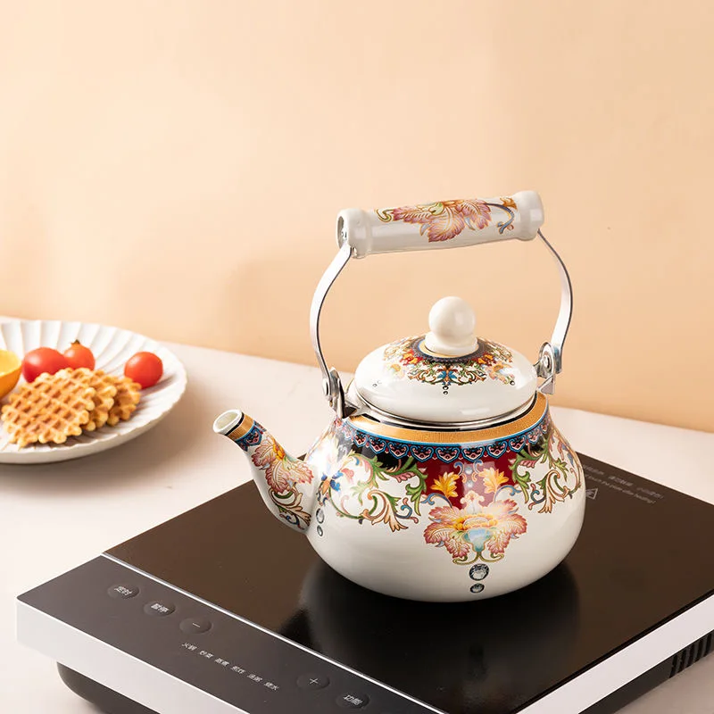 

1.5L 2.4L 3.3L Enamel Teapot Kettle Teapot Jug Kettle Teapot Gas Gas Induction Cooker Enamel Pot Whistling Kettle Water Carafe