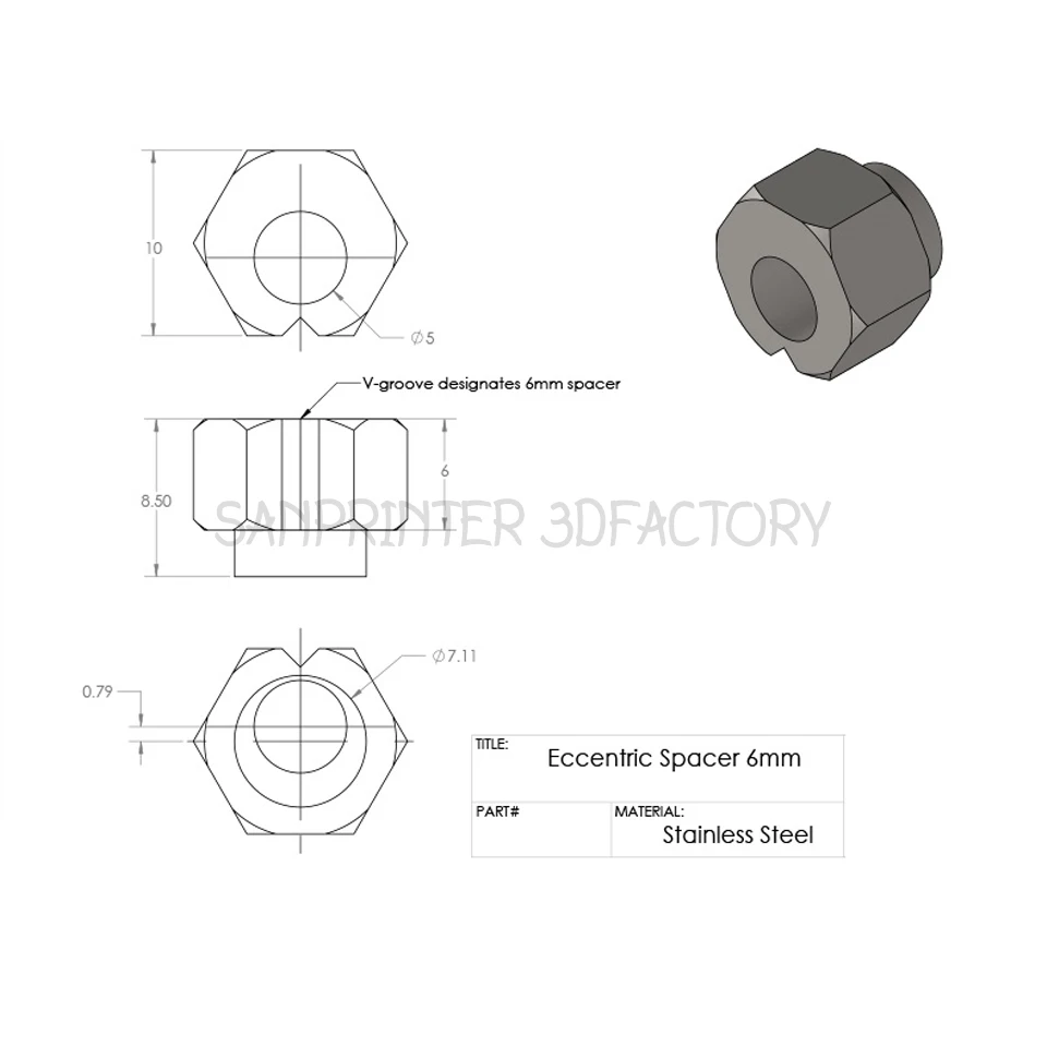 Eccentric Spacer apply V-Slot rail V-Wheels for Reprap 3D printer OX/Shapeoko CNC DIY parts print printed