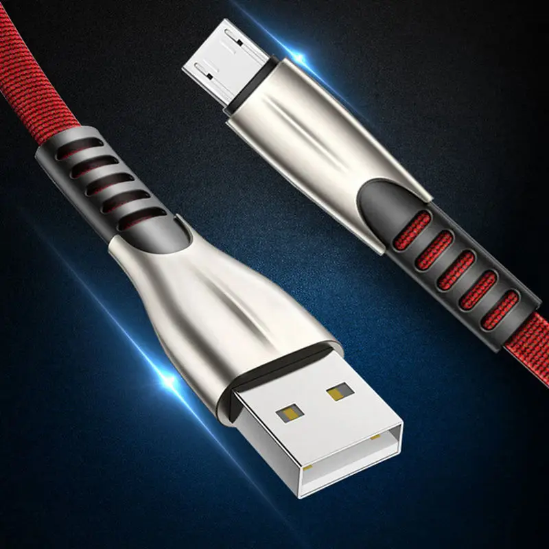 Micro-Usb зарядное устройство Быстрая зарядка кабель для Xiaomi huawei Microusb кабель для передачи данных для Android мобильных телефонов Кабели(серый серебристый+ Bla