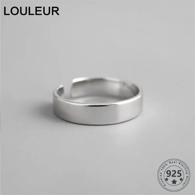Женские кольца LouLeur простые гладкие Открытые Кольца из настоящего серебра 925