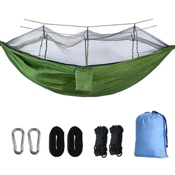 

1-2 Person Outdoor Parachute Hammock With Mosquito Net Camping Hanging Sleeping Bed Swing Hamac Army Green Ultralight Hammocks