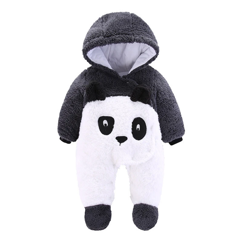 white panda Зимние Детские ромперы комбинезоны с рисунком медведя детские носки с принтом с пандой одежда для тела Боди для новорожденного, для младенца Костюмы для мальчиков и девочек из плотной шерсти; детская зимняя одежда - Color: white panda