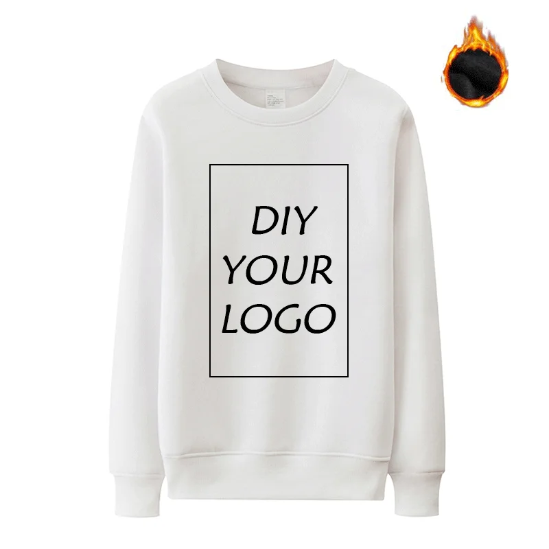 diy print hoodies Толстовок с капюшоном с индивидуальным принтом DIY дизайн логотипа свитшоты зимние теплые флисовые пуловеры унисекс уличная одежда Прямая толстовки - Цвет: diy print hoodies