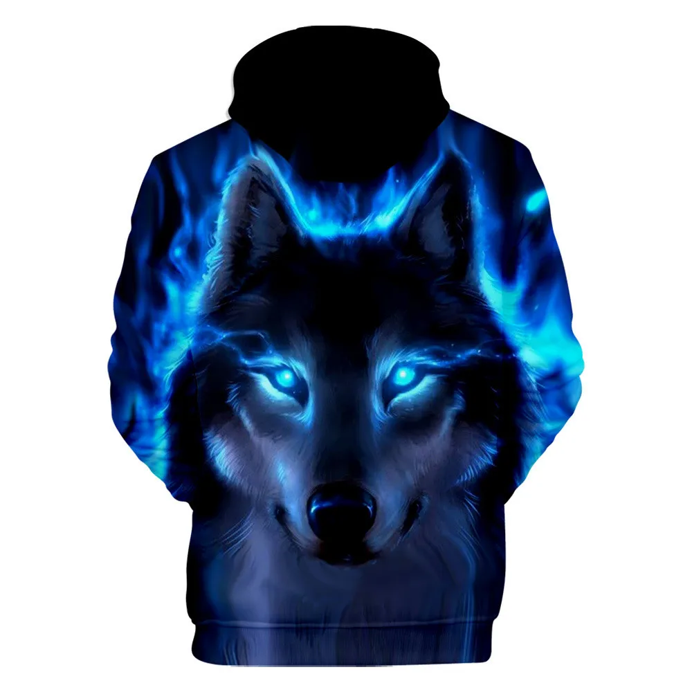 Индивидуальная толстовка с 3D изображением волка; мужские толстовки с капюшоном для мальчиков; брендовая дизайнерская детская одежда; осенне-зимний свитер высокого качества