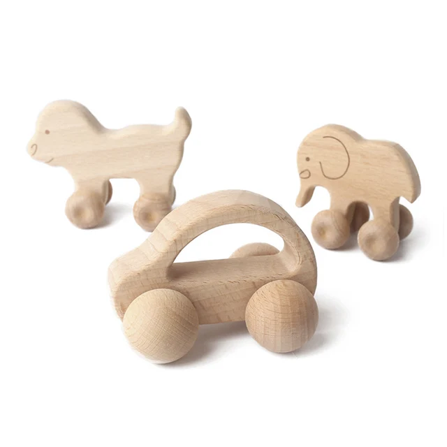 1Pc Wooden Toys Beech Wood Blocks Car Cartoon Educational Montessori Toys For Children Teething Baby Teethers Birthday Gift baby 1