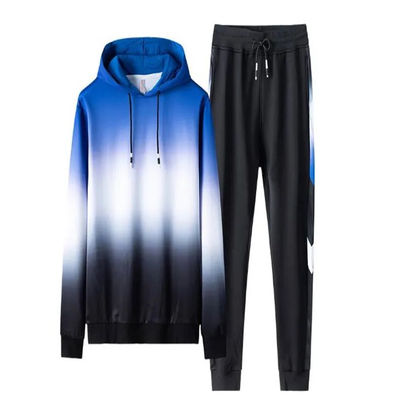 high quality new men's casual sports suit fashion elegant comely long sleeve sports suit - Цвет: blue