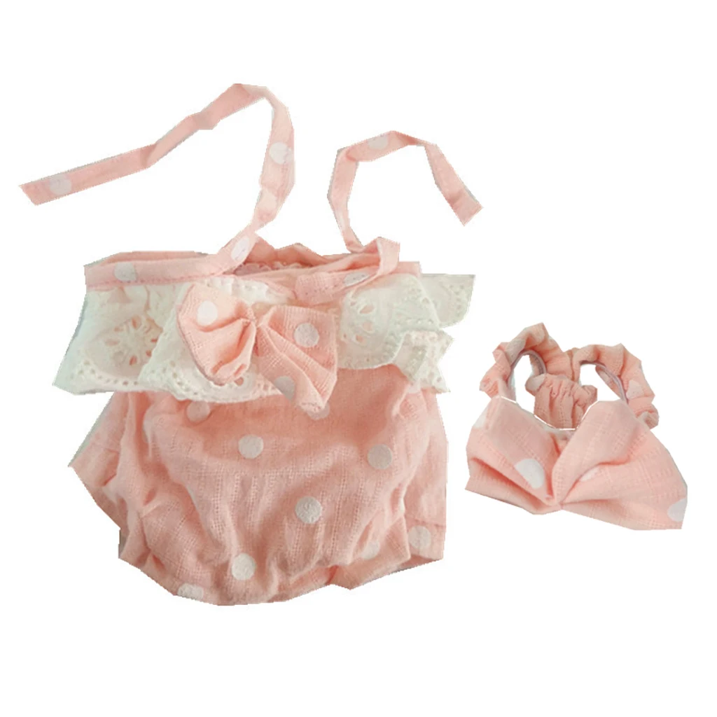 11inch Reborn Doll Clothes Baby Outfit Jumpsuit Doll Rompers Headband Outfit