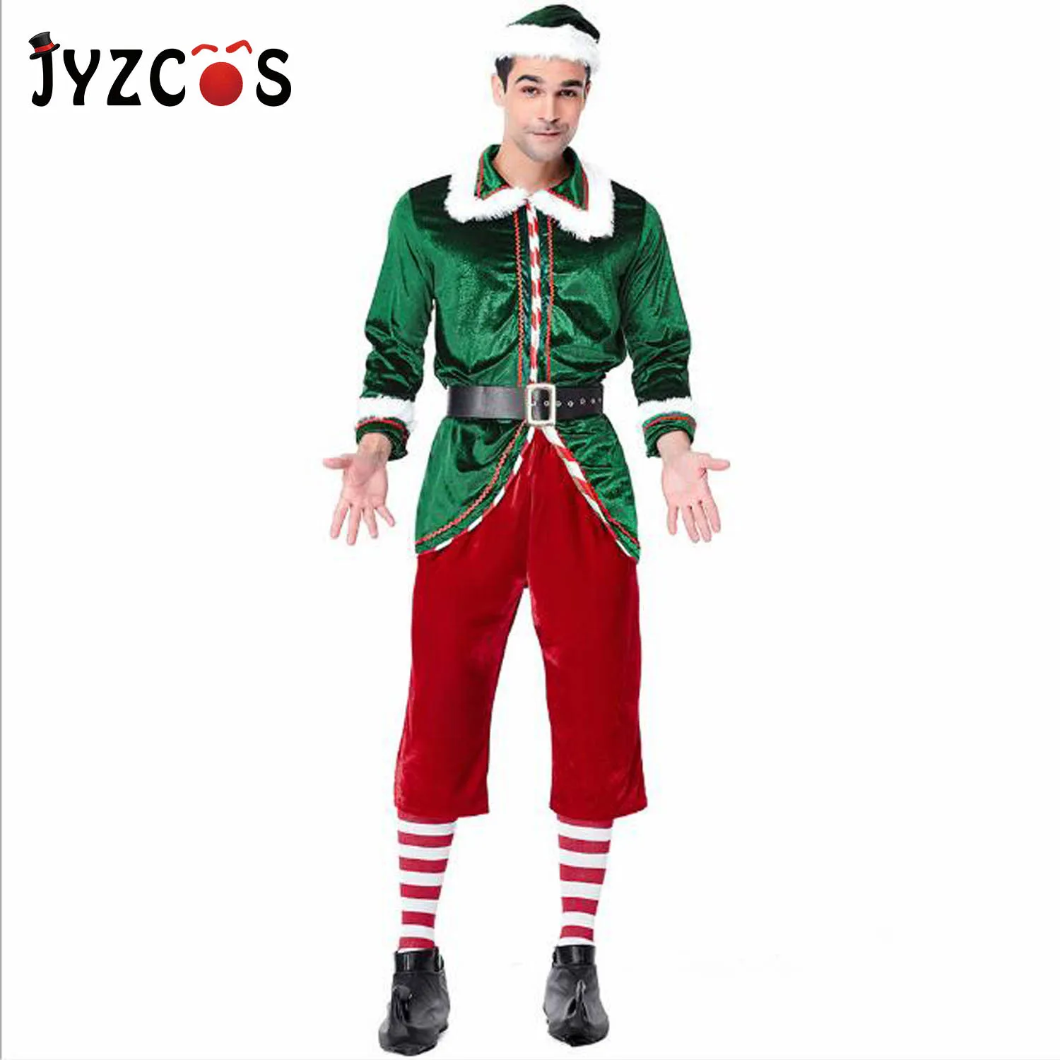 JYZCOS женские и мужские для мальчиков и девочек на Рождество, Костюмы Санта-Клауса детская и взрослая Семья изумрудно-зеленым, бело-серые Костюмы для косплея карнавальный вечерние поставки