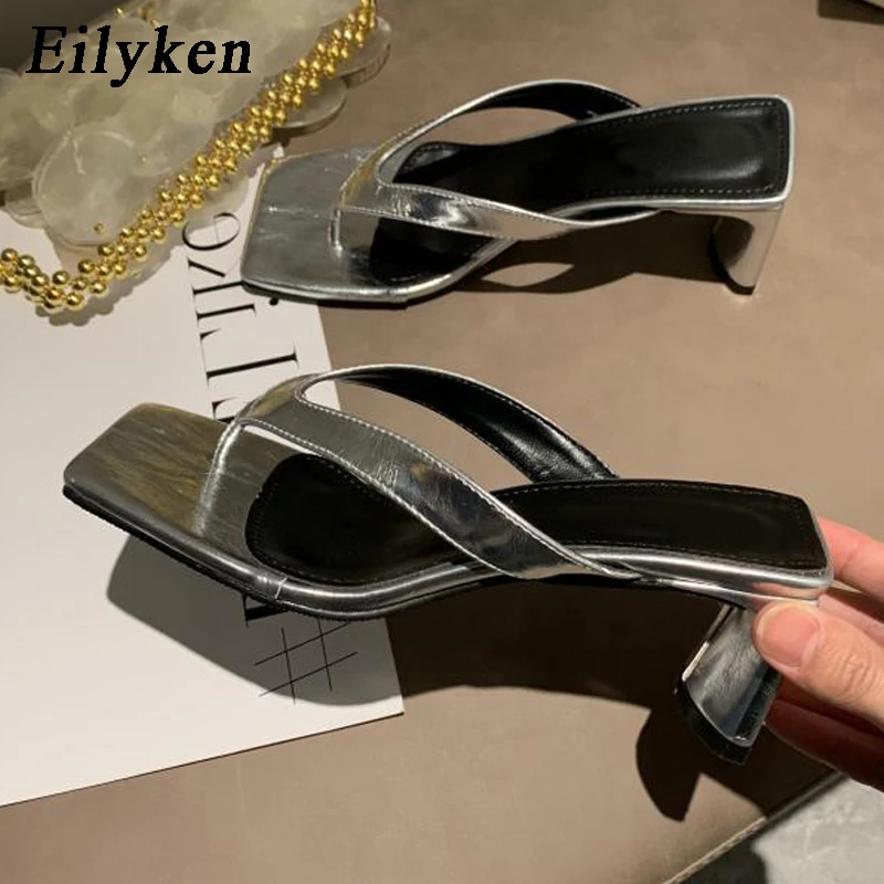 

Eilyken 2020 New Brand Women Summer Slippers Square High Heel Gladiator Beach Flip Flop Slides Slip On Women Outdoor Sandal