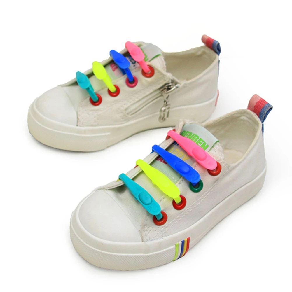 14pcs/pack Waterproof Rubber lazy Slip On Tieless shoelaces with unique design Shoes Accessories for running shoes