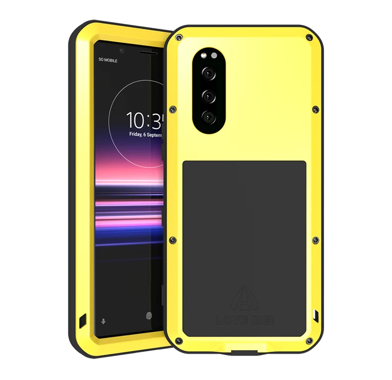 Мощный чехол LOVE MEI для sony Xperia 5 Gorilla glass, металлический противоударный чехол из алюминия, водонепроницаемый чехол